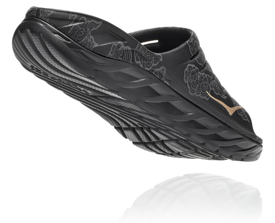 Hoka One One Mens Slide - Ora Recovery CNY - Black/Gold - KXUP86274